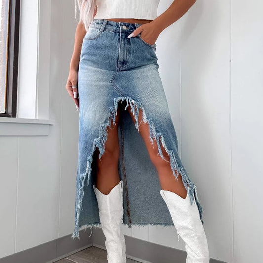 Denim High Waist  Skirt