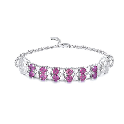 Silver Purple Garnet Bracelet