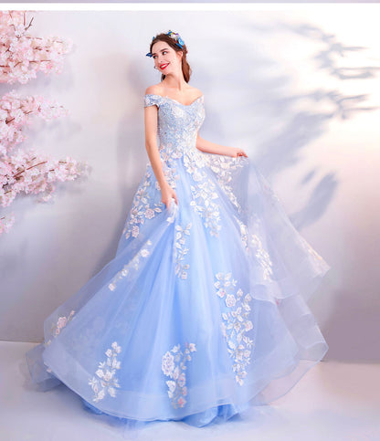 Blue Flowers  Evening Dress