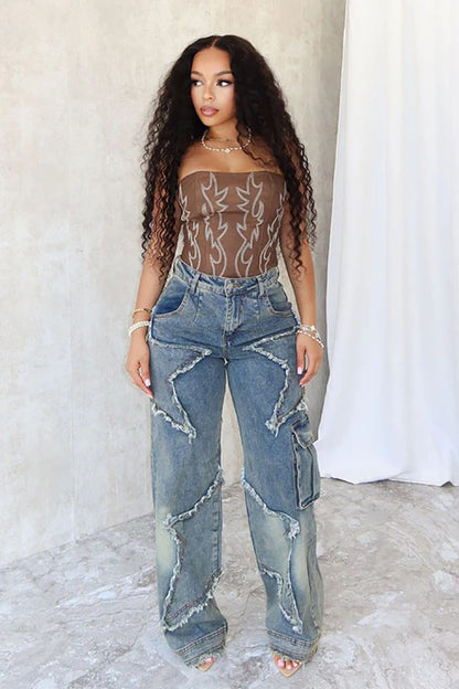 Fringed Burr Loose Pants