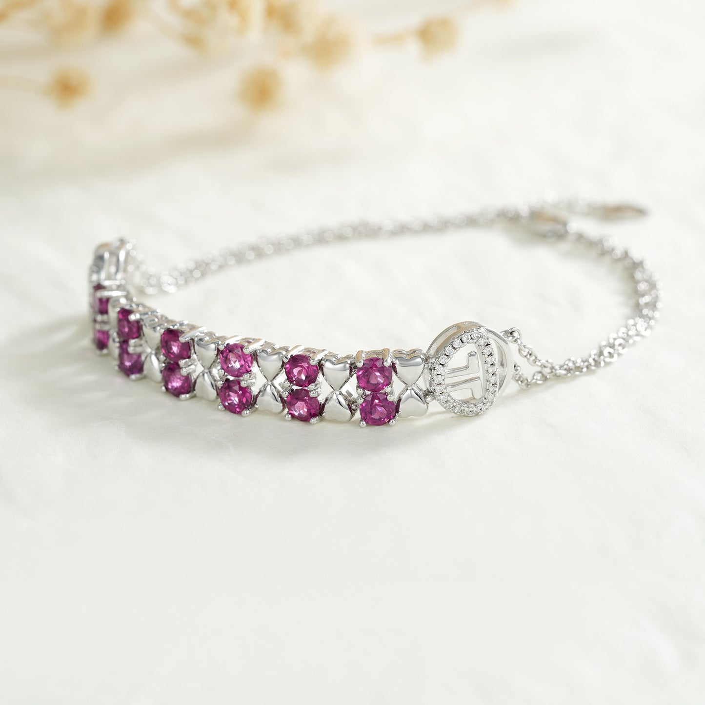 Silver Purple Garnet Bracelet