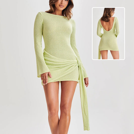 Long-sleeved Y2K backless Short Dress