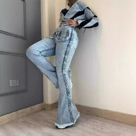 High Waist Denim Bell-bottom Pants