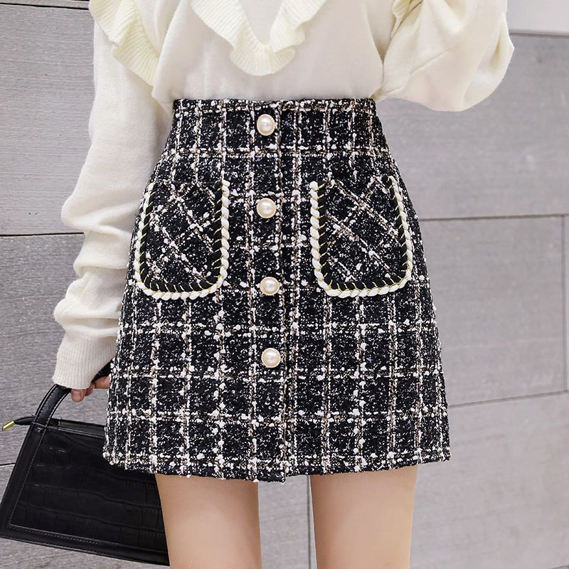 High Waist Plaid Skirt