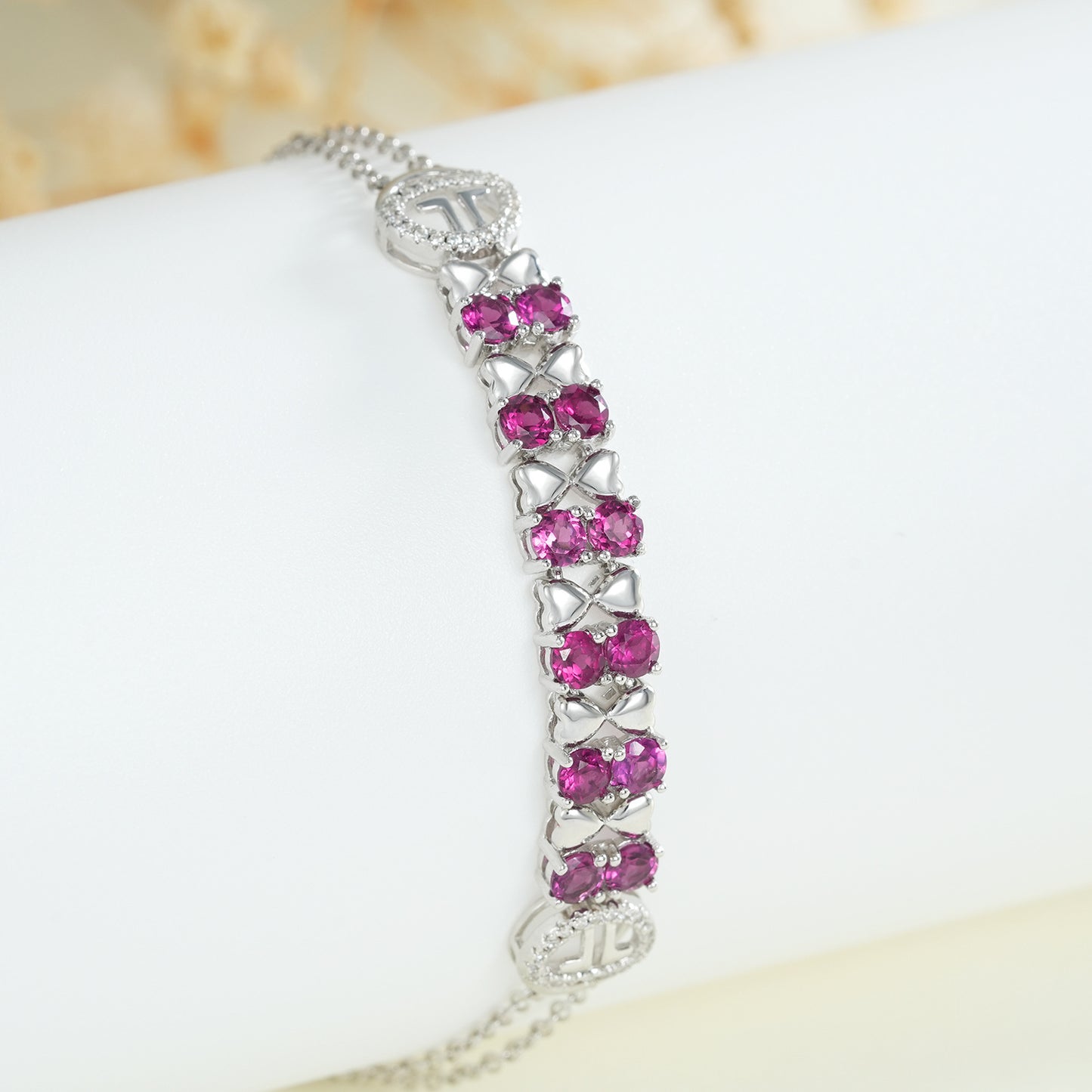 Silver Purple Garnet Bracelet