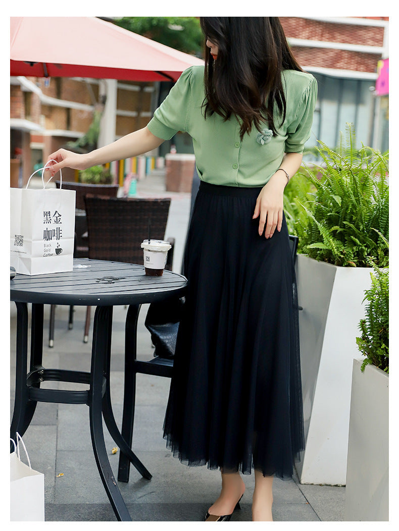 Wide Hem Gauzy Skirt