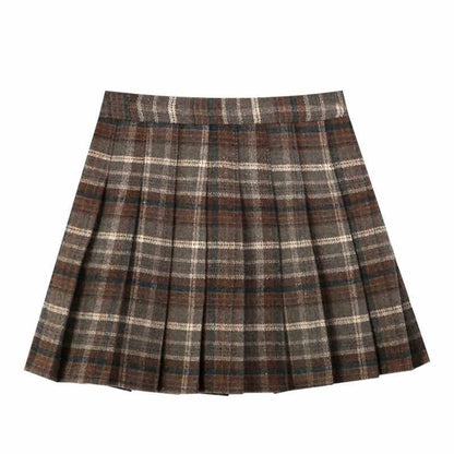 Anti-exposure Woolen Plaid Skirt