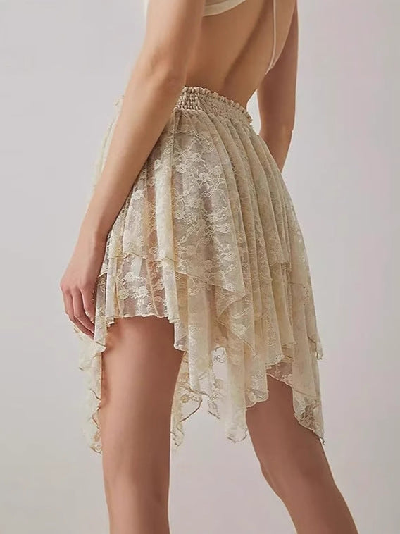 Pleated Frill Y2g Lace Mini Skirt