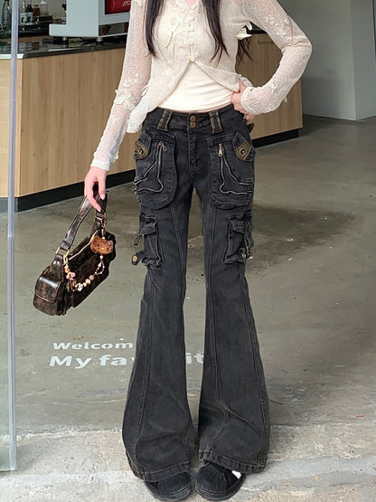 Multi-pocket Flared Jeans