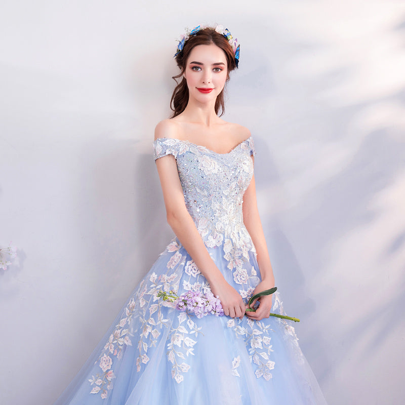 Blue Flowers  Evening Dress