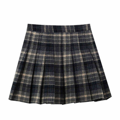 Anti-exposure Woolen Plaid Skirt