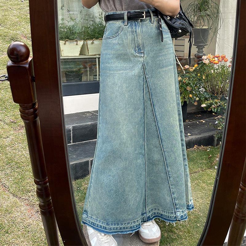 High Waist Retro Denim Skirt