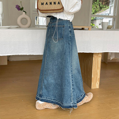 High Waist Retro Denim Skirt