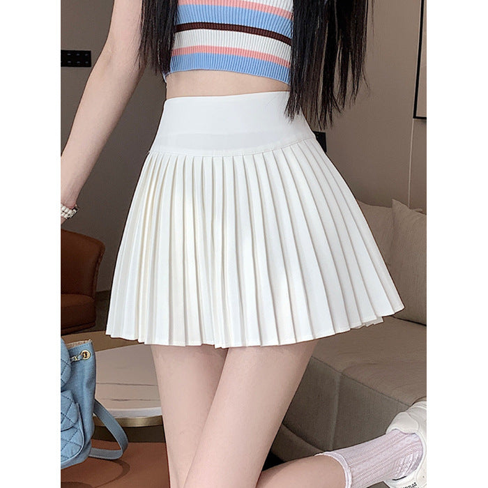 High Waist College Style Pleated Skirt