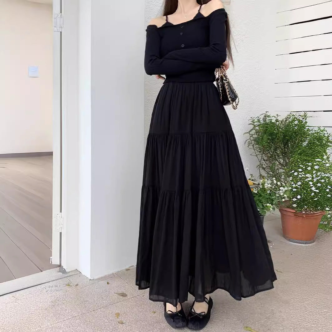 High Waist  Expansion Stitching Skirt