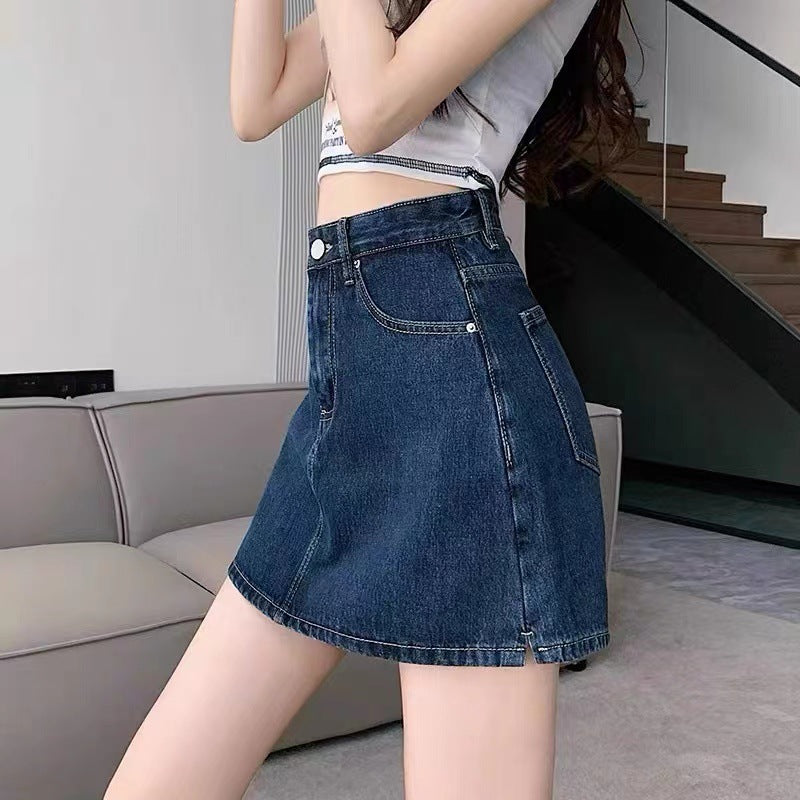 Denim Hip-wrapped Short Skirt For Women