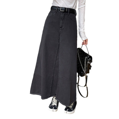 High Waist Retro Denim Skirt