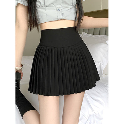 High Waist College Style Pleated Skirt