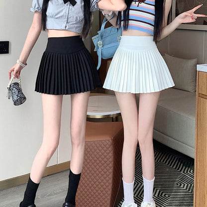 High Waist College Style Pleated Skirt