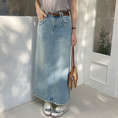 High Waist Wild Retro Denim Skirt