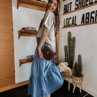 Bohemian A- Line Layered Denim Skirt