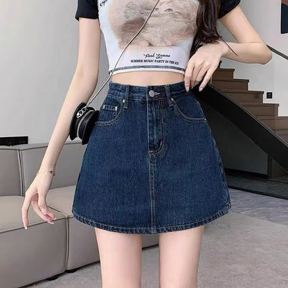 Denim Hip-wrapped Short Skirt For Women