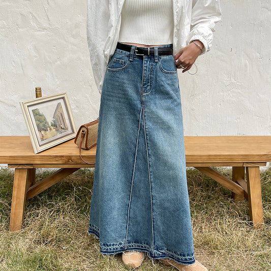 High Waist Retro Denim Skirt