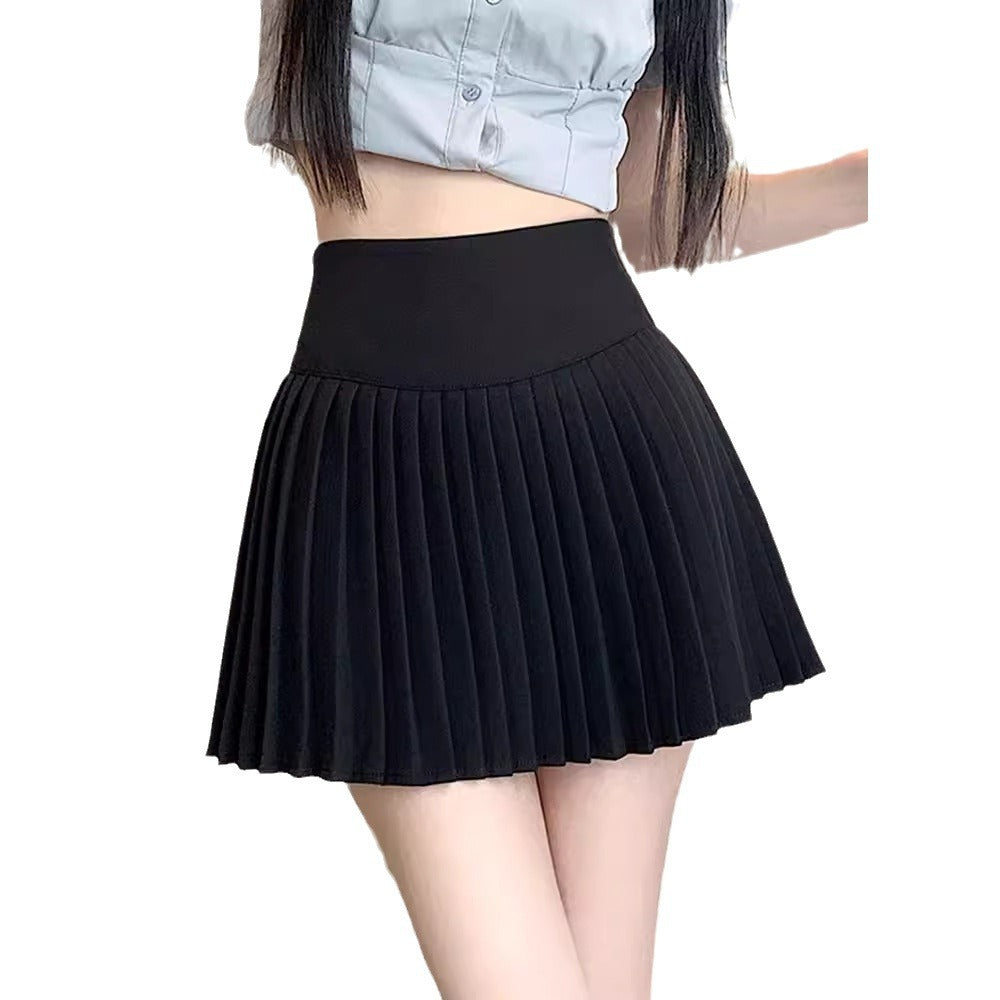 High Waist College Style Pleated Skirt