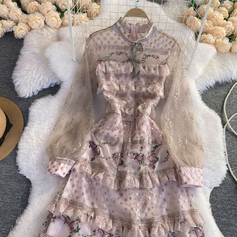 Elegant Embroidered Lace Stitching Dress