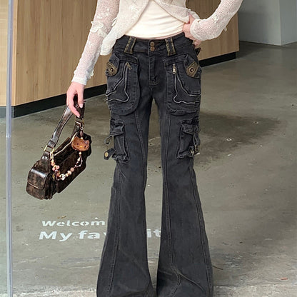 Multi-pocket Flared Jeans