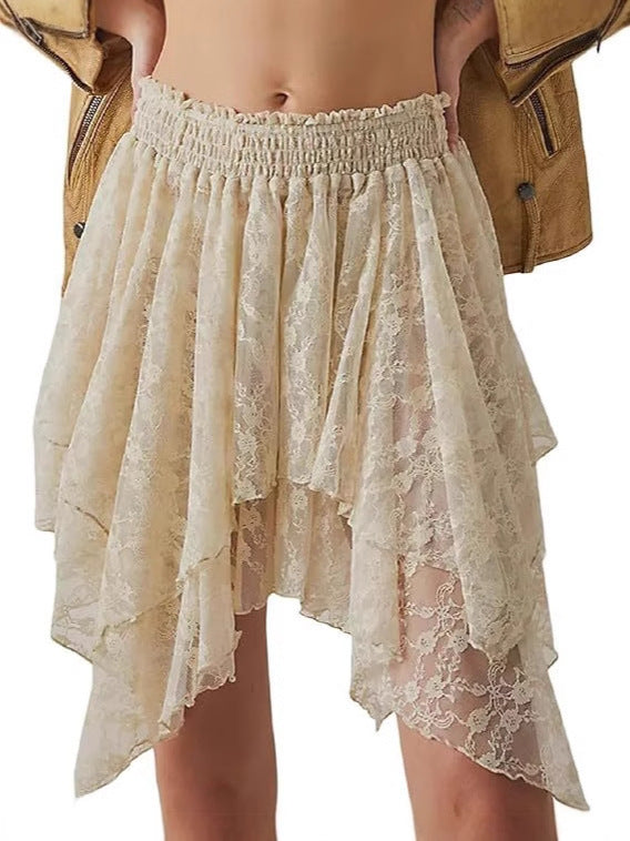 Pleated Frill Y2g Lace Mini Skirt