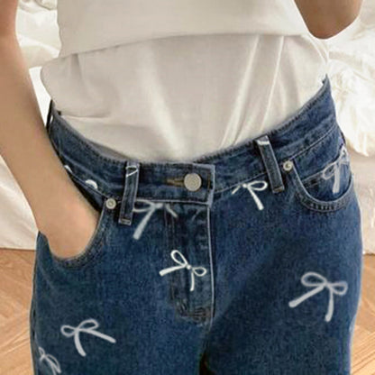 Vintage Print Loose Jeans