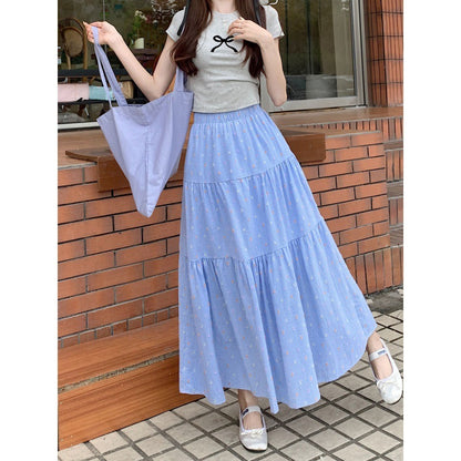 Plaid Embroidery Casual A- Line Skirt