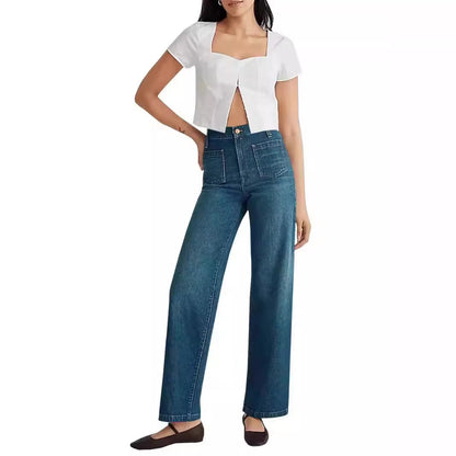 Wide Leg Trousers Square Pocket