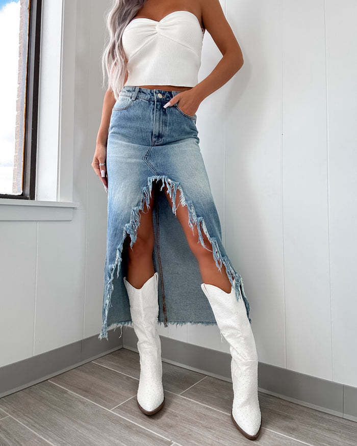 Denim High Waist  Skirt