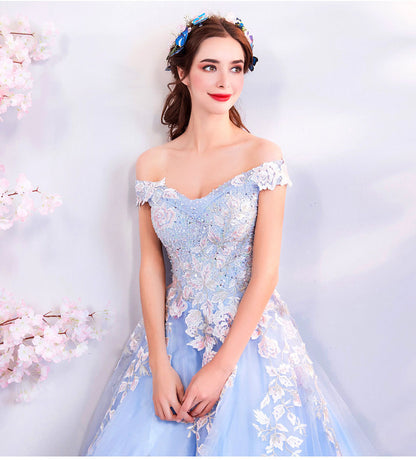 Blue Flowers  Evening Dress