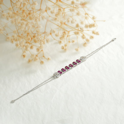 Silver Purple Garnet Bracelet