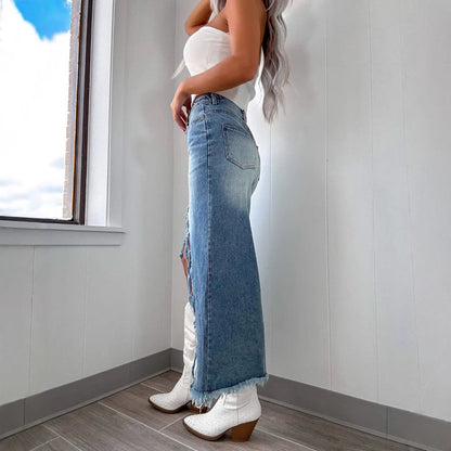 Denim High Waist  Skirt