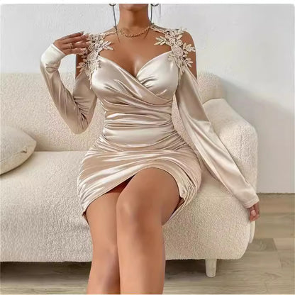 Elegant Lace Tight Draped Dress