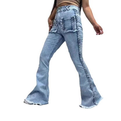 High Waist Denim Bell-bottom Pants