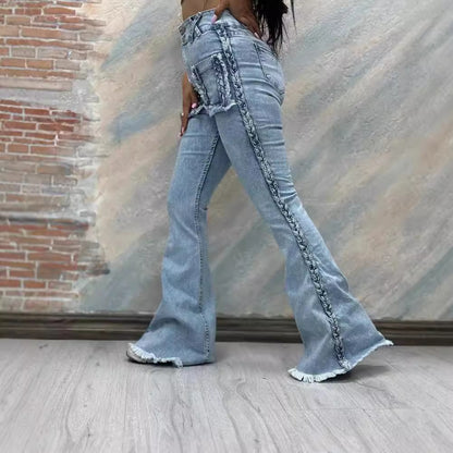 High Waist Denim Bell-bottom Pants