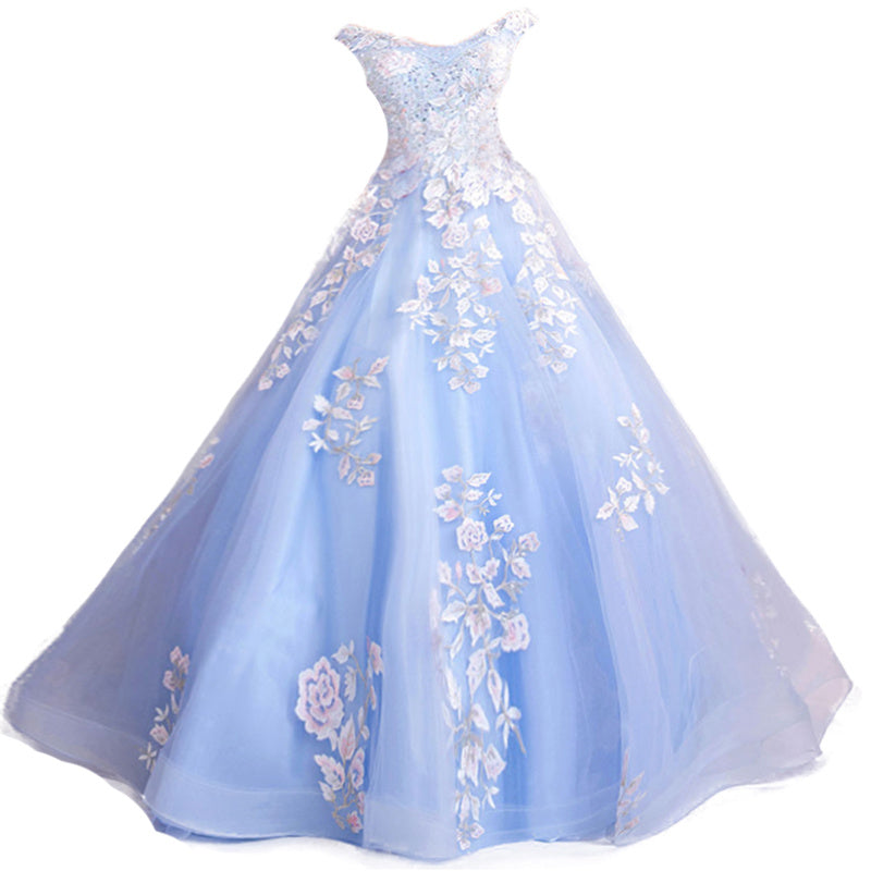 Blue Flowers  Evening Dress