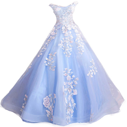 Blue Flowers  Evening Dress