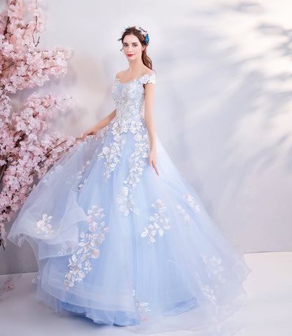 Blue Flowers  Evening Dress