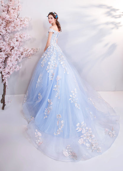 Blue Flowers  Evening Dress